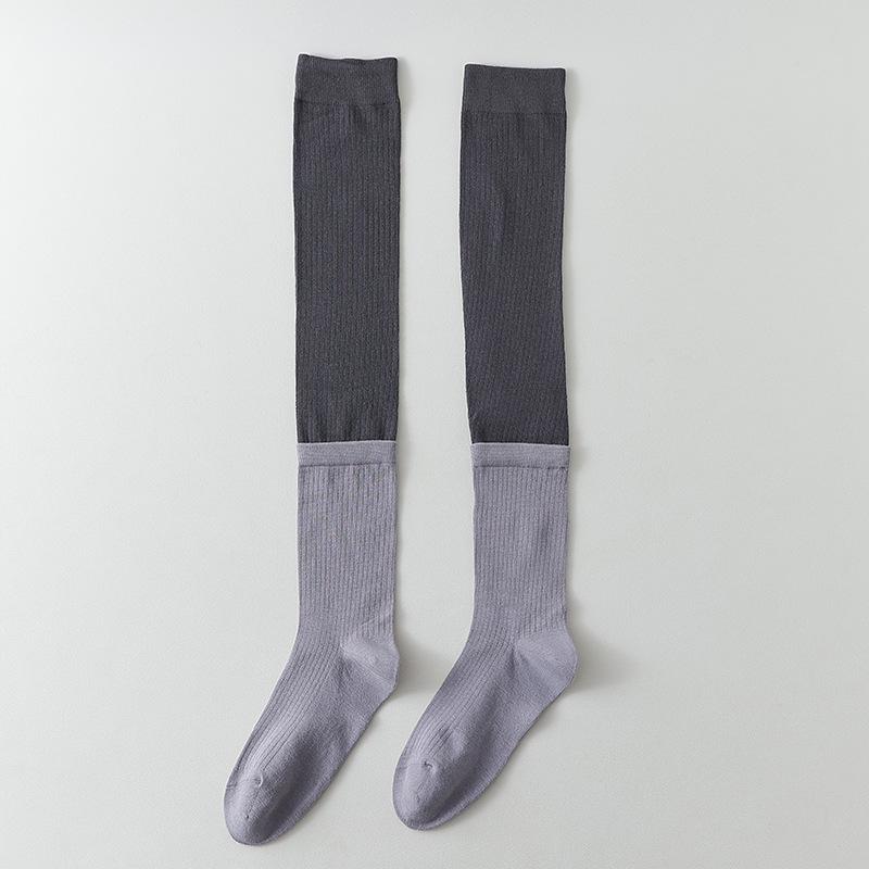 Γκρι Μεγάλη Αντίθεση Χρωμάτων, Διπλό Στόμα Κολέγιο Στυλ Κάλτσες Σωλήνας, Γυναικείες Κάλτσες Πάνω από το Γόνατο, Μακριές Κάλτσες, Ψηλές Κάλτσες, Κάλτσες Μπότας, Κόκκινες Κάλτσες