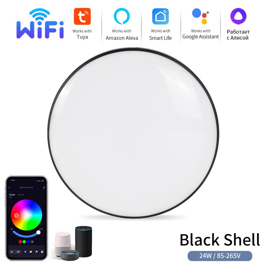 Tuya WiFi Smart Ultra-Thin Ceiling Lamp - Compatible with Alexa and Google, RGBCW Color for Bedroom