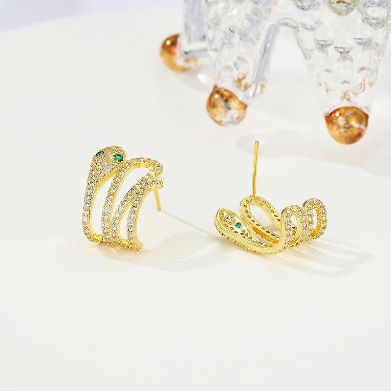 Korean Fashion Temperament Earrings Stud Earrings Animal Snake Woman High-end Neutral Cold Wind Light Luxury Jewelry