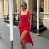 Ladies' Sexy Patchwork Temperament Slit Backless Long Dress
