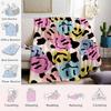 Wavy Smiley Face Ditsy Printed Blanket Suitable for Sofas Beds Offices Travel Camping Chairs Warm Plush Blanket