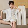 Boys Cotton Pajama Set Thin Sleepwear Cartoon Print Comfortable Home Wear Teens