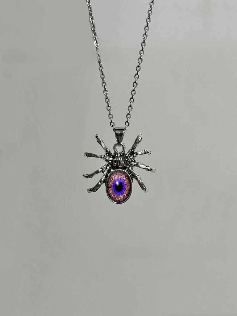 Gothic Halloween Spider Pendant Necklace With Geometric Alloy Chain For Women