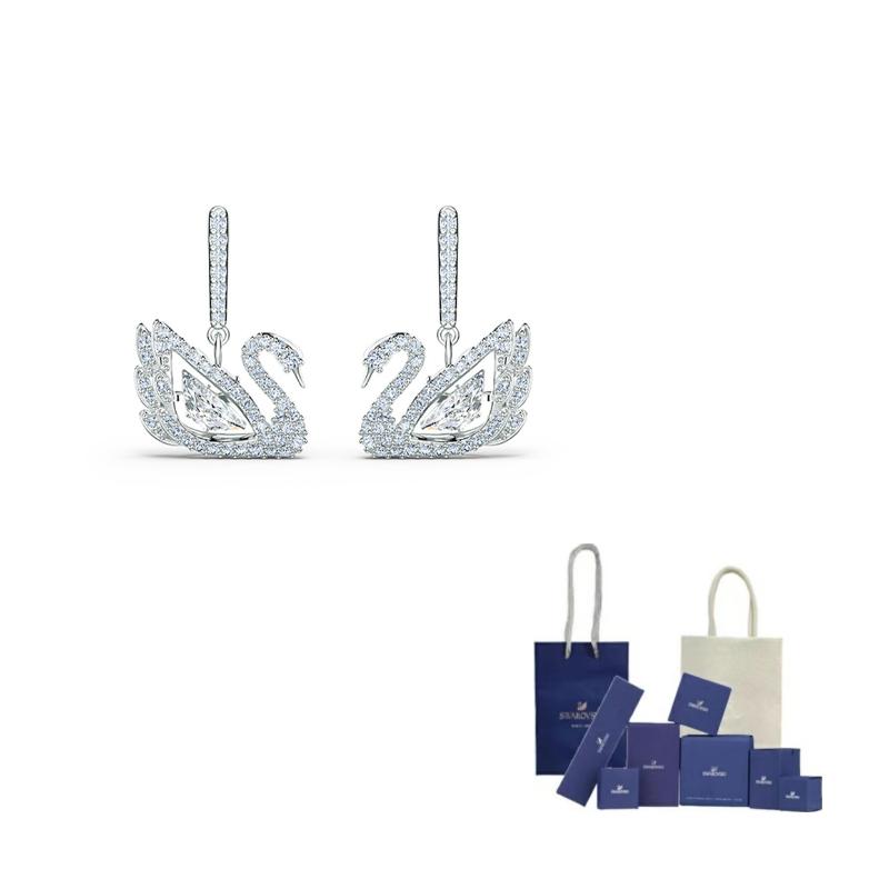 Swarovski Lifelong Bow Artificial Crystal Earrings Womens White