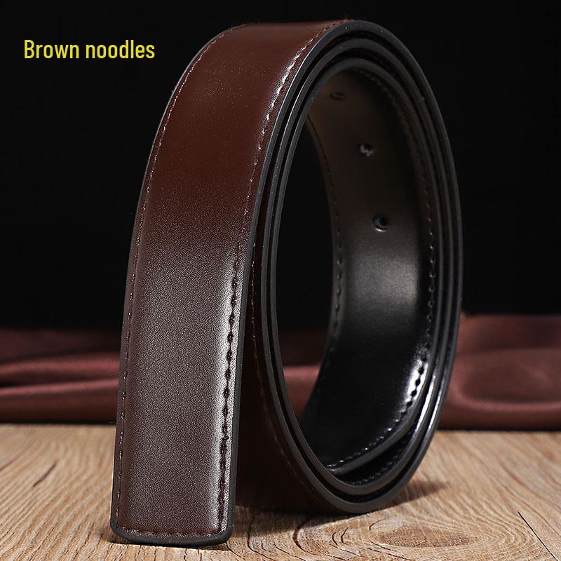 Reversible Black/Brown Leather Belt, Smooth, with Pin Buckle, No Buckle Head, 3.3cm Wide, Unisex.