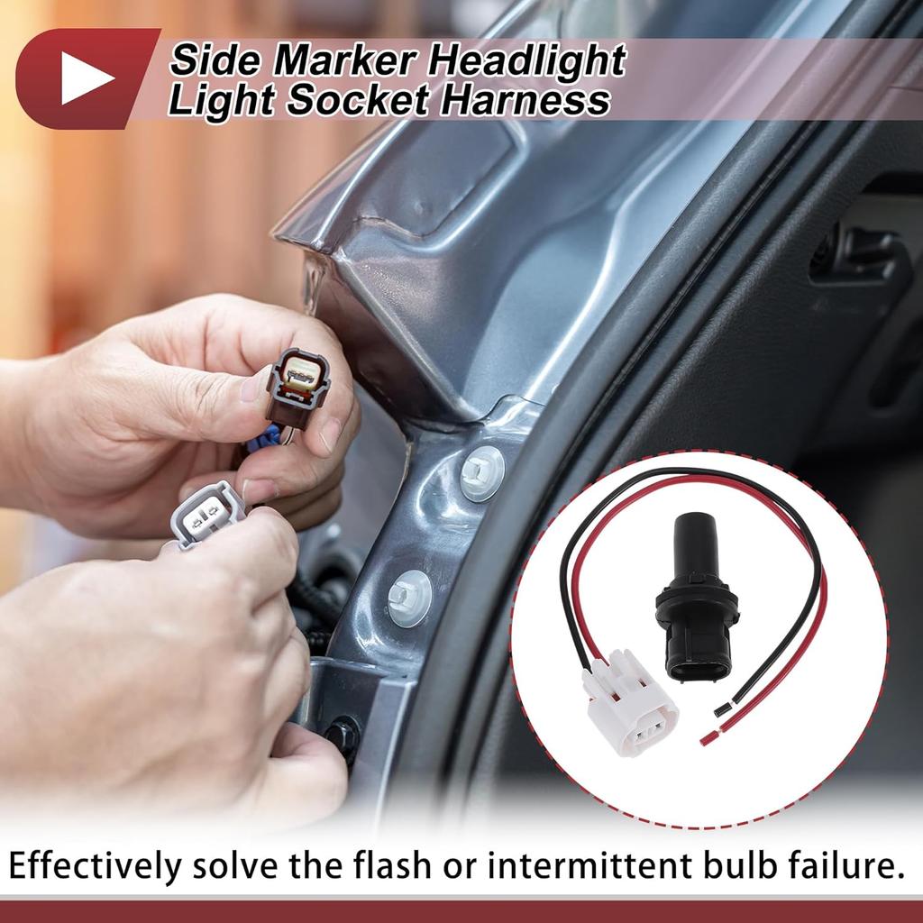 1 Set Side Marker Light Socket Wiring for Toyota 4Runner 2013-2021 No.90075-60077/9007560077 Headlight Lamp Bulb Pigtail Connector Harness