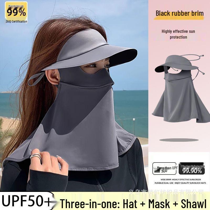Women's Full Face Sun Protection Mask with Integrated Summer Hat, Neck Coverage, and UV Protection for Cycling