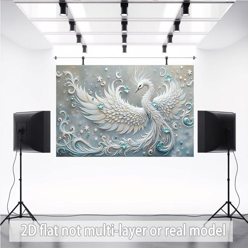 2D plane design, 2D plane banner 1 piece - a white mythical bird with spread wings and ornate patterns