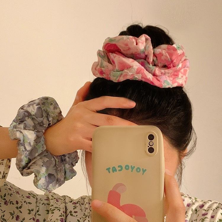 Sweet Women Floral Hair Ties Scrunchies Girls Flower Hair Rope Summer Ponytail Holder Rubber Band Hair Accessories