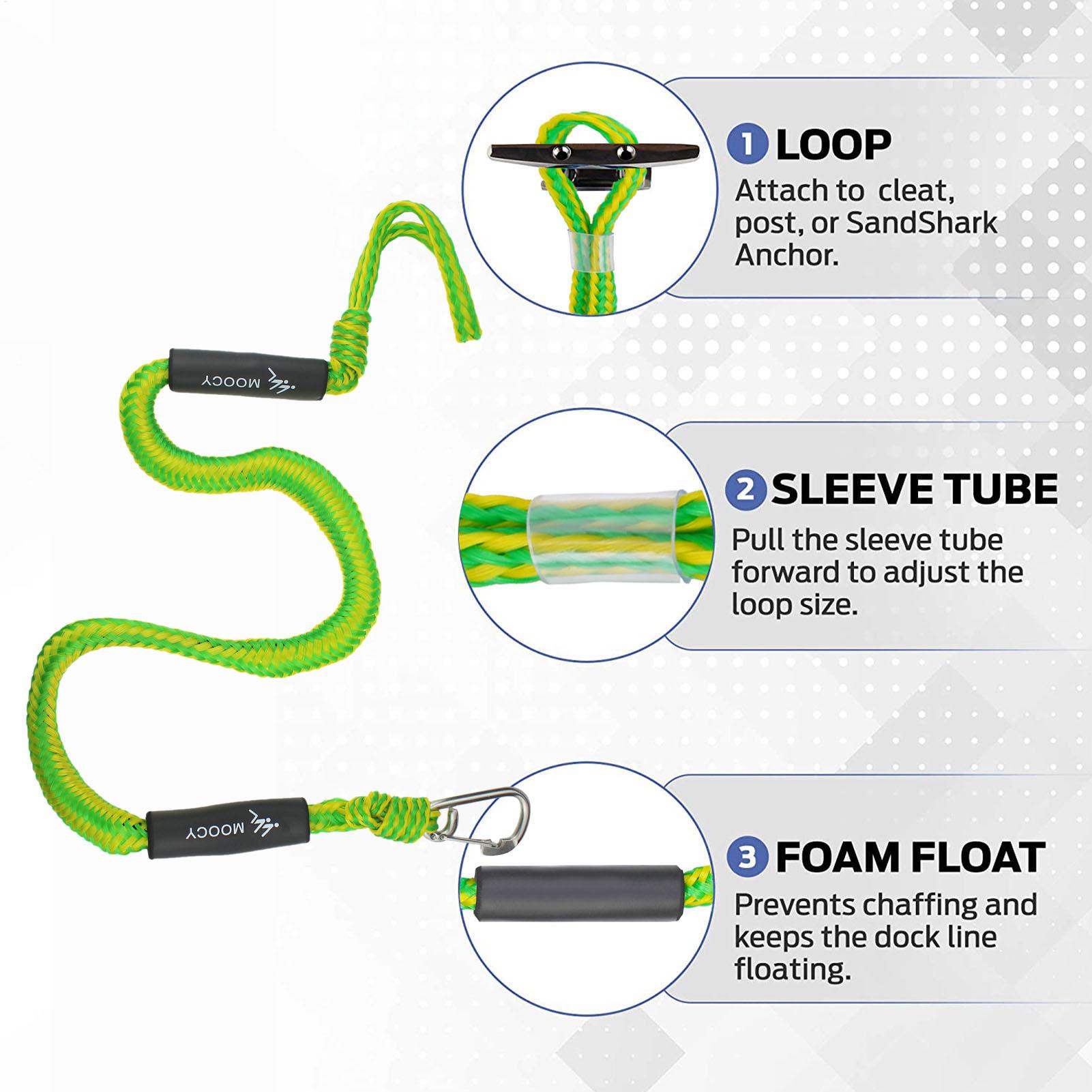 

Dock Line/Elastic Hook Cable/Boat Dock Lines Cords/Docking Rope/Adjustable Anchors Ropes Surfing Rope/Boat Mooring Rope CN