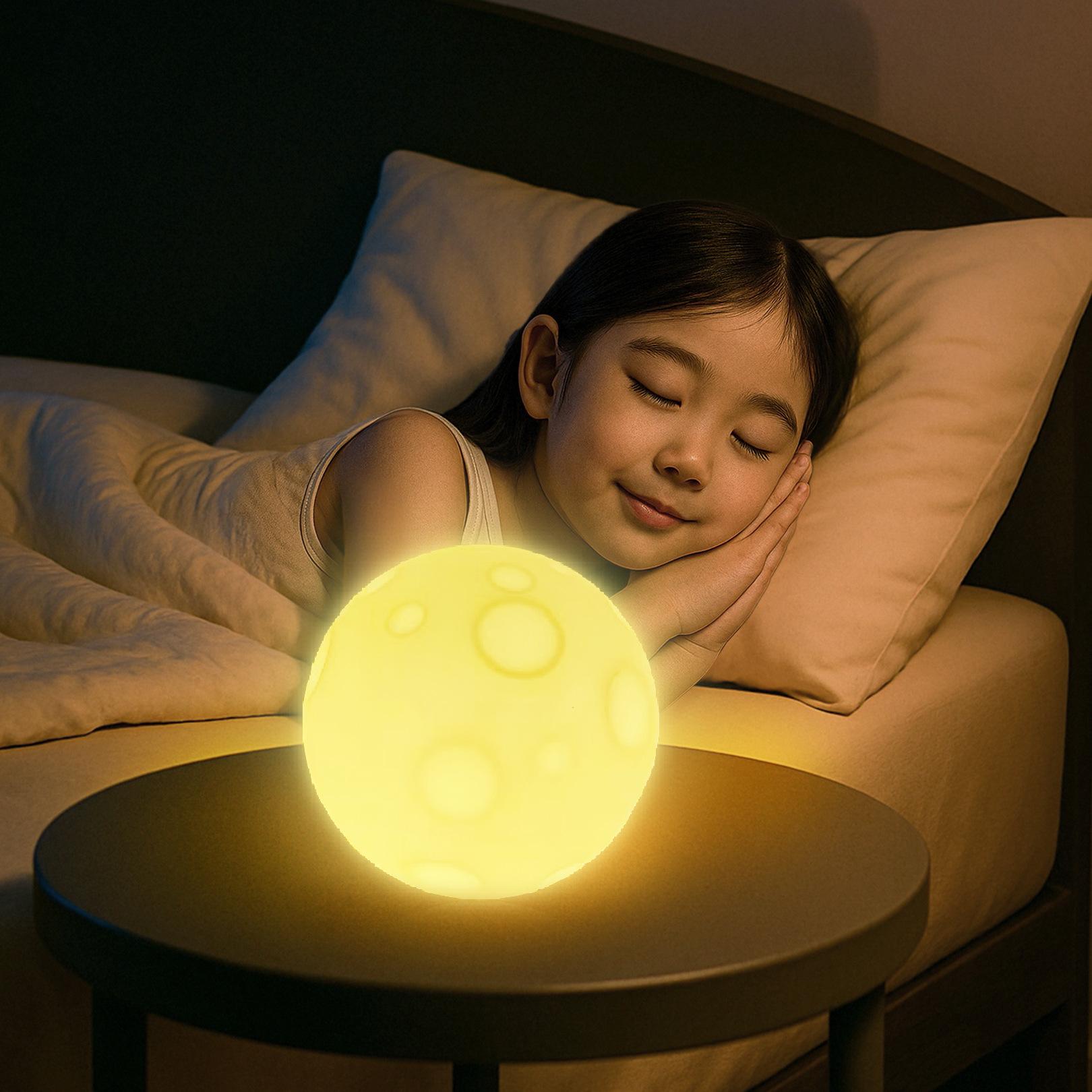 

Colorful Moon Night Light: Remote-Controlled, Eye-Friendly Bedside & Desk Lamp 3W