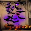 3D LED Bats Lighted 3D Bat Design LED Decoration 12 Pieces Wall Stickers Spooky Decals For Porch Window Living Room Bathroom