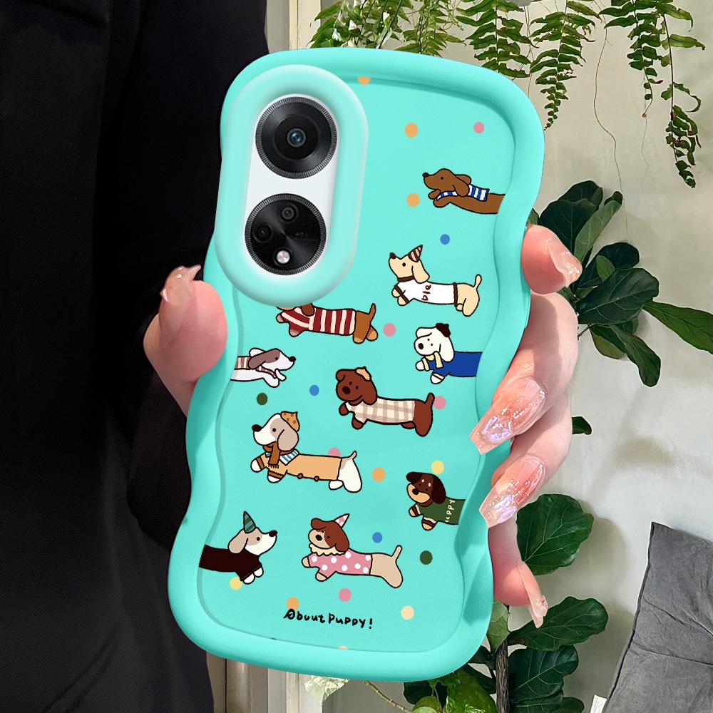 

Окрашенный узор Big Wave Edge Мягкий силиконовый материал Macaron чехол для телефона противоударный защитный резиновый чехол для OPPO Reno Realme OPPO Reno11 F 5G синий