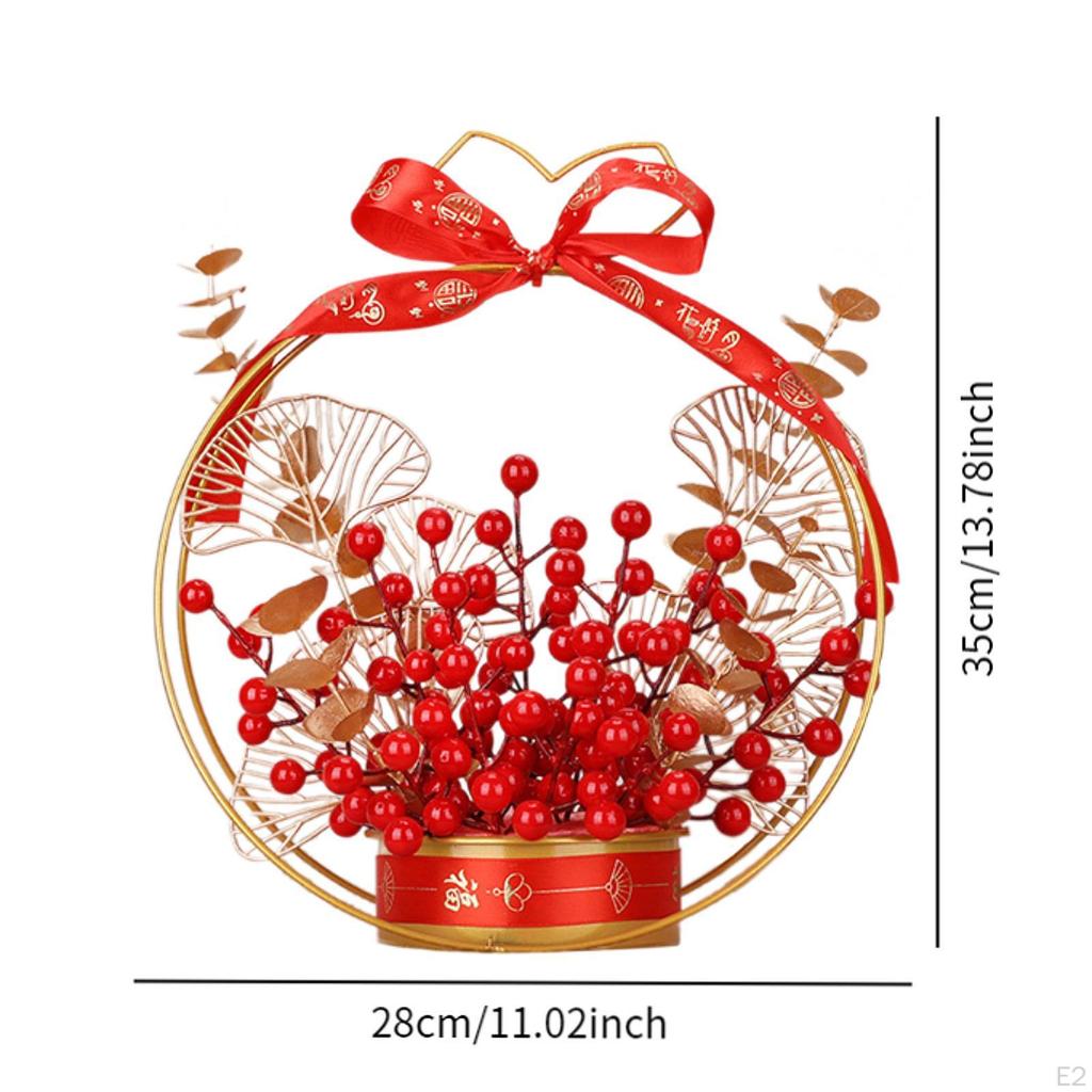 Fake Flower Blessing Bucket Desktop Ornament Chinese Year Decoration Spring Festival Decor for