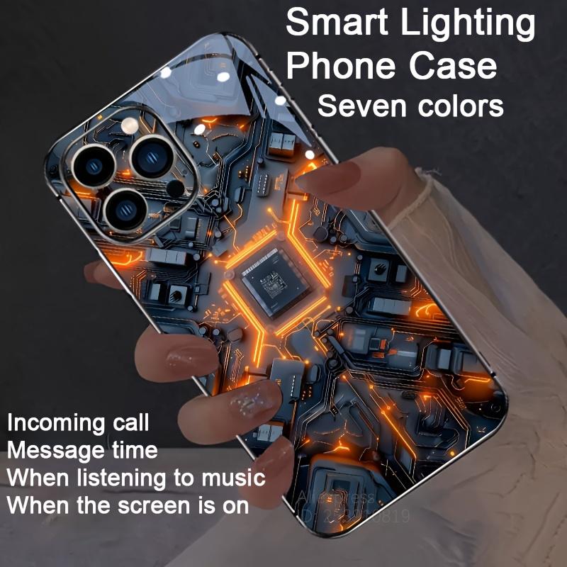 

Aesthetics Mechanical Luminous Phone Case For iPhone 17 Air 16 15 14 13 12 11 Pro Max 17 Plus Mini LED Glow Phone Cover iPhone XR