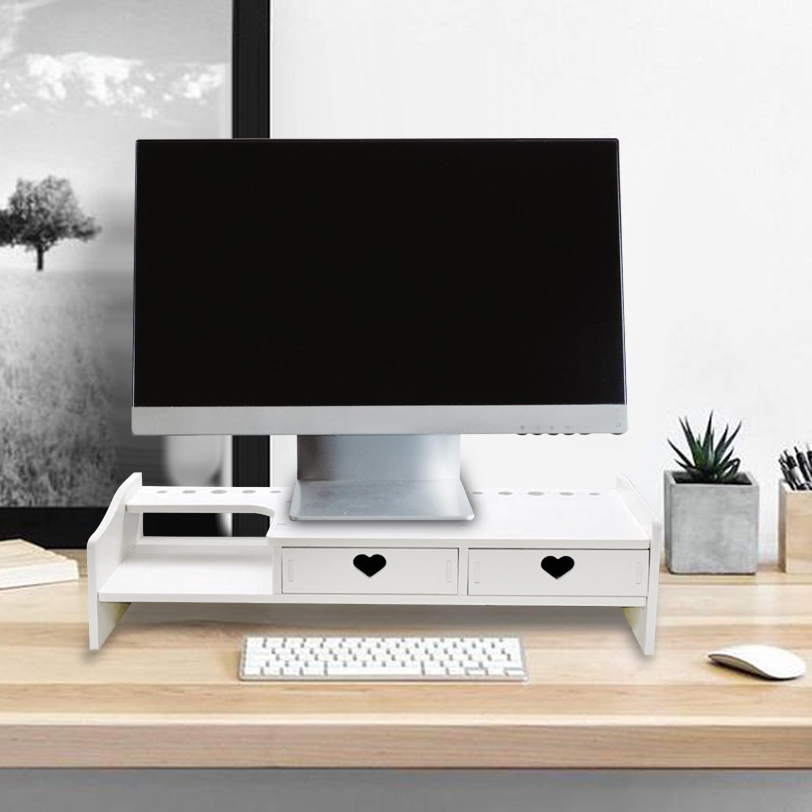 Увеличенная полка-стол для компьютера, стеллаж для хранения с ящиком, подставка-подъемник для монитора