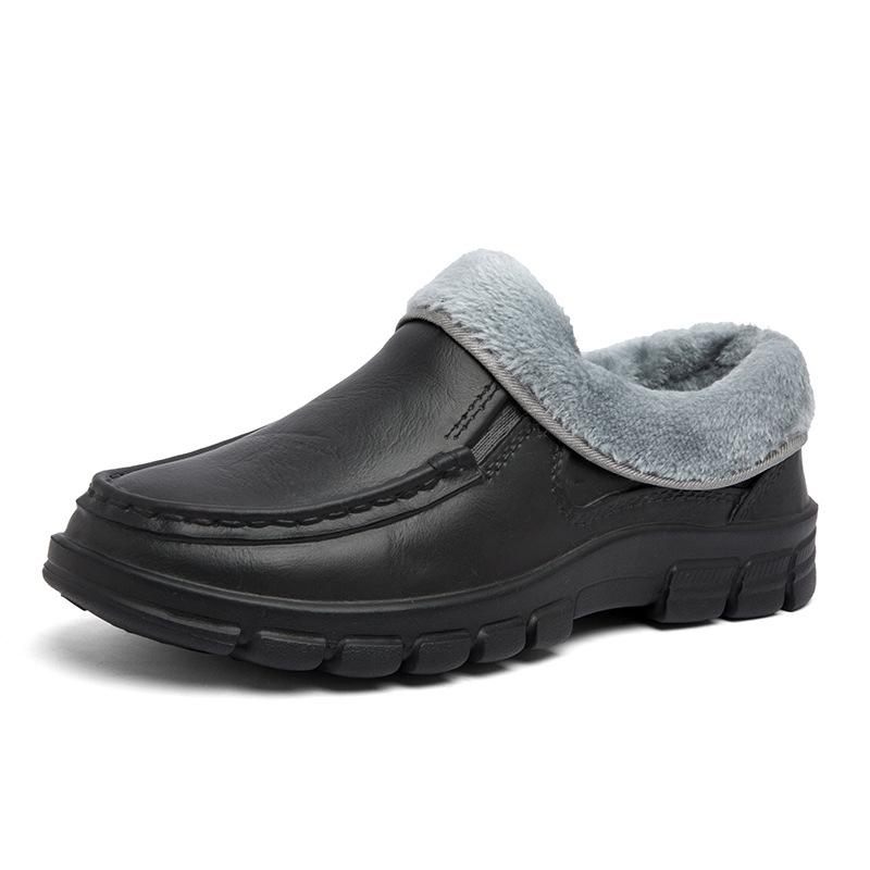 

Мужская обувь большого размера 48, ленивые туфли на одной педали, бархатные хлопковые туфли, мужские нескользящие износостойкие туфли на толстой подошве для работы в сфере общественного питания, обувь для повара 39 чёрный