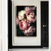 Mode Rosa Pfingstrose Blumen Blumen Vintage Poster Und Drucke Wohnzimmer Dekor Poster Wand Kunst Leinwand Druck Malerei Bild