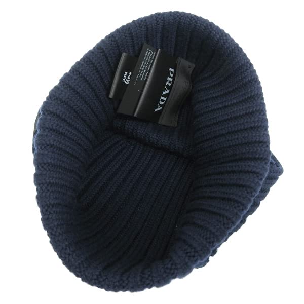Prada Cappellino UMD188 Wool F.5 Unisex Knit Hat, 100% Virgin Wool, Size M, Blue, Outlet [Parallel Import]