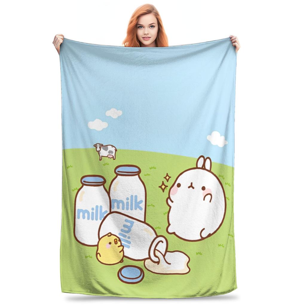 M-Molangs with Piupiu Flannel Throw Blankets  Blankets for Bed Car Warm Bedspread,