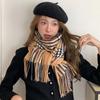 Autumn and winter new European and American classic plaid imitation cashmere scarf fringed shawl dual-purpose scarf spot