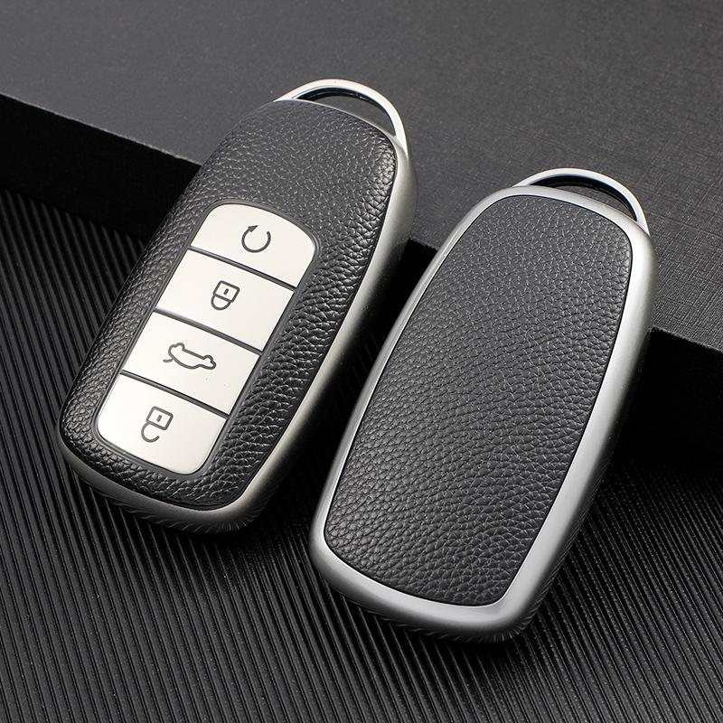 4 Buttons Soft TPU Leather Car Key Case Cover For Chery Tiggo 8 Pro 2021 2022 Auto Key Shell Bag Keychain Protector Accessories