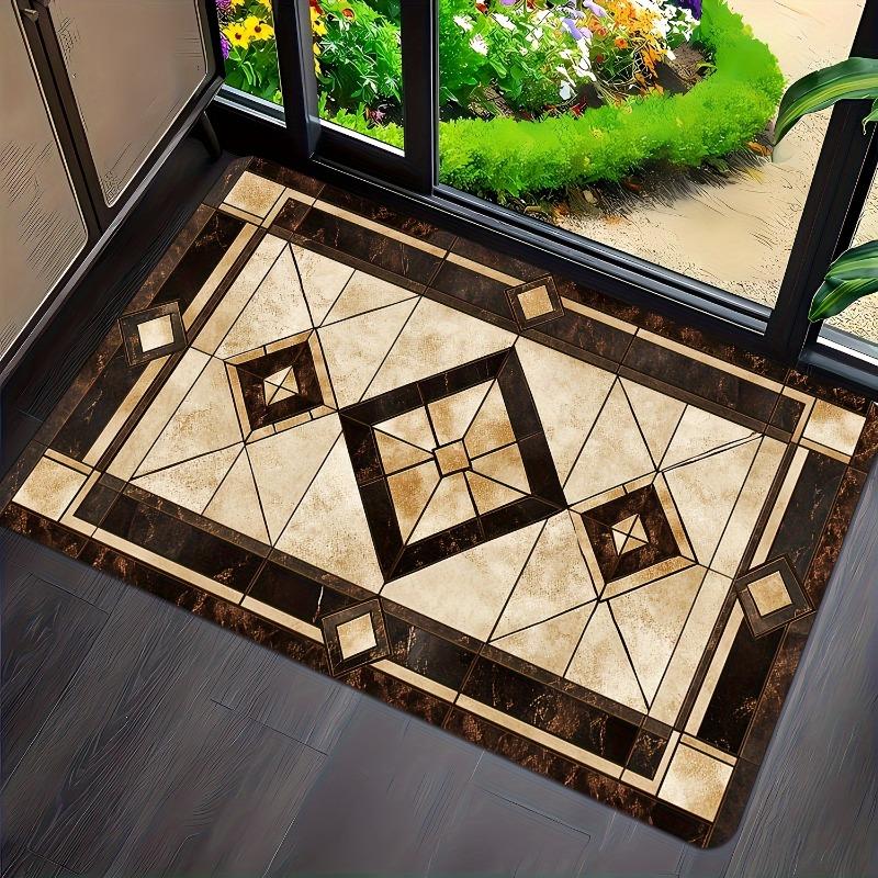 Elegant Geometric Pattern Welcome Mat, Polyester Mat for Home Entryway, Bathroom, Kitchen | Geometric Welcome Mat | Durable Mat