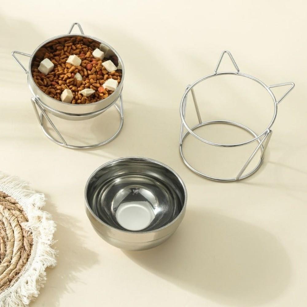 Fall-Resistant Cat Bowl With Stand Stainless Steel Stainless Steel Cat Bowl Pet Water Bowl For Pet