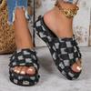 Fashion New Women's Denim Platform Slides Fashion Slip-On Wedges High Heels Summer Sandals Women Casual Leisure Comfy Woman Shoes