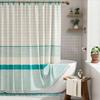 Simple Tassel Striped Bathroom Curtain – Printed Bamboo Joint Fabric, Privacy Shower Partition, Waterproof & Heavy Duty (Hooks Included)