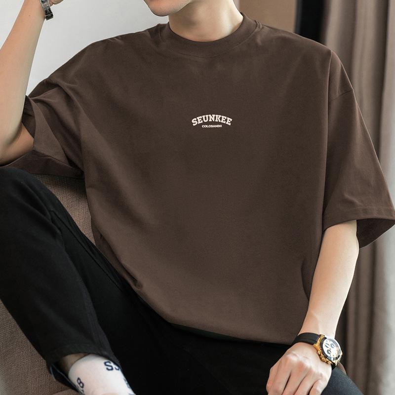 

Мужская летняя футболка из тяжелого чистого хлопка с круглым вырезом, 260 г, с коротким рукавом, свободного кроя XL