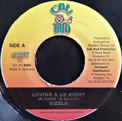 7inch Record SIZZLA - Loving & Up Right NONE Cali Bud 2000 Jamaica Reggae, Ska & Dub Used