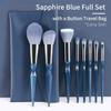 ENZO KEN Blue Glitter Makeup Brush Set with Travel Vegan Face and Eyeshadow Brush Set with Hourglass Resin Colorful Contour Blending Brush Kit Bag,