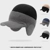 Fashion Ear Protection Men Knitted Cap Keep Warm Casual Beanies Hat Knit Wool Short Brim Ear Muff Hat for Men Women