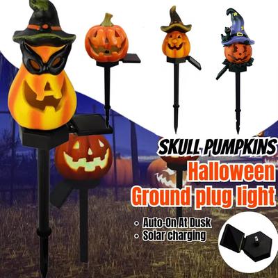 Solární Venkovní Světlo na Nádvoří Halloweenská Dýňová Lampa Vánoční Pryskyřičné Řemesla Zahradní Atmosféra Dekorativní Zemní Svítidlo