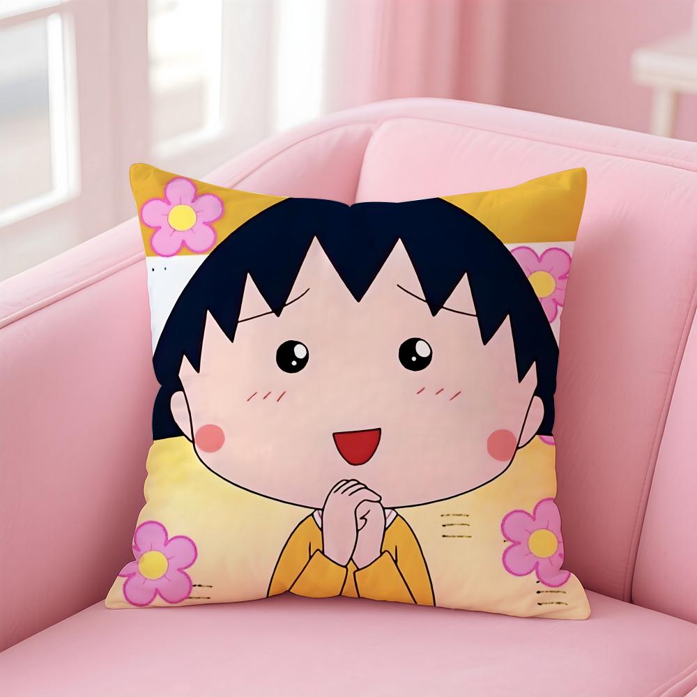 Poszewka na poduszkę Anime C-Chibi Maruko-chanS Wygodna Dwustronna Poszewka Idealna do Samochodu Sofy Sypialni i Nie Tylko