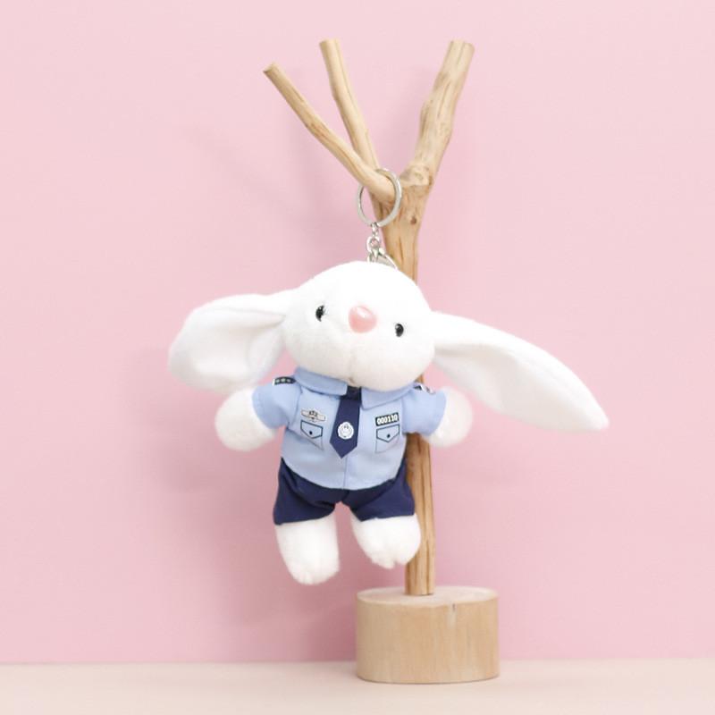 Police Traffic Fire Protection Rabbit Bear Panda Plush Keychain Animal Gift Toy
