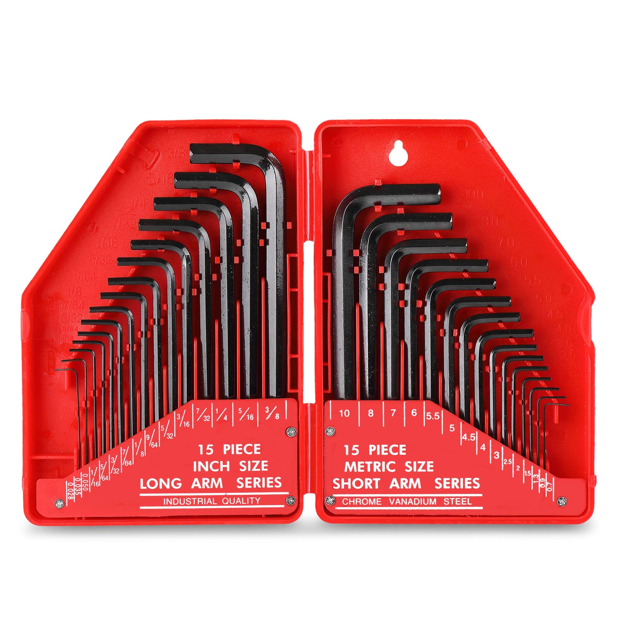 

Hex Key Imperial Allen Folding Wrench Set Includes Mini to Long 10mm Hi-Spec 30-Piece Set, & Metric, Keys, - 0.035