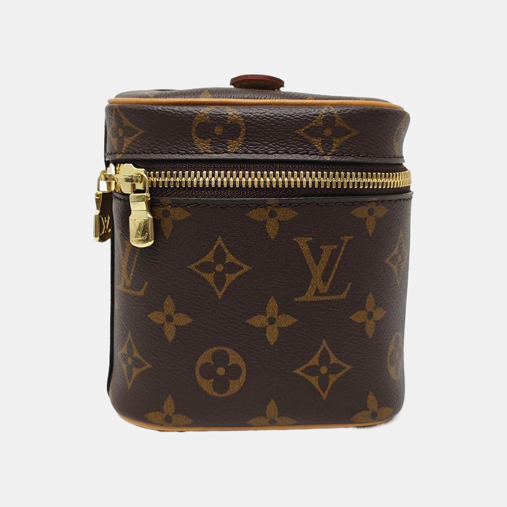 [Pre-Owned] Nice Elegant Shape Lv Monogram Metal Zipper Head Coated Canvas Makeup Bag Handbag Mini - Excellent #1RPE6W2