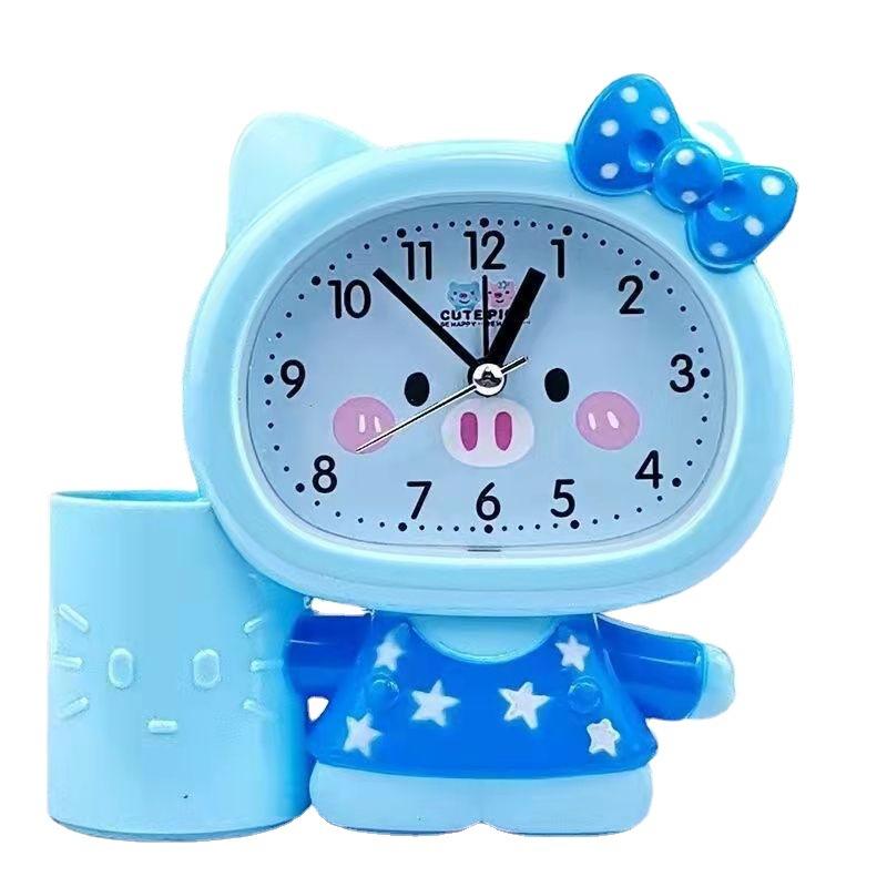 Alarm Clock Innovative Creative Male and Female Students Pen Holder Bee Alarm Clock Head Bedside Children Cartoon Stylish Cute Fashionable Clock Watch