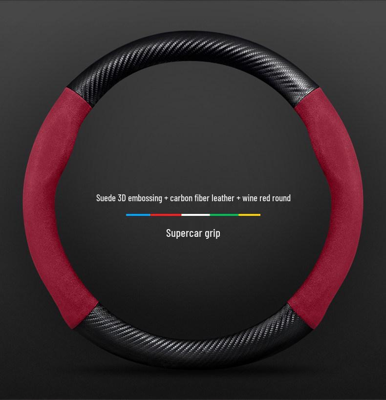 Protiskluzový kožený potah volantu z uhlíkových vláken pro Toyota Prado