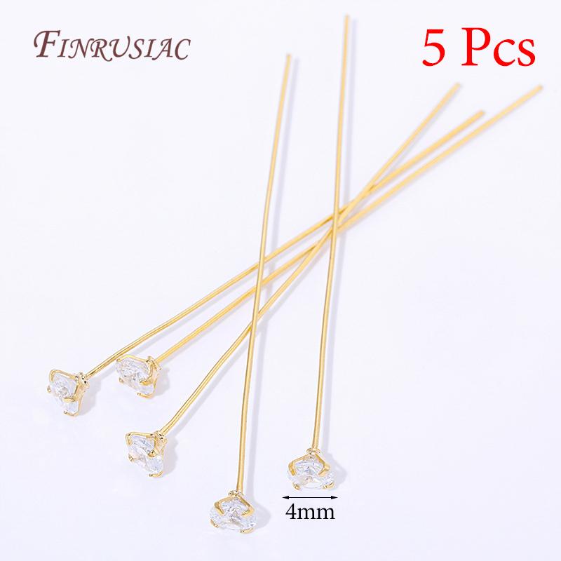 18K Gold Plated Head Pins DIY Earrings Findings,Brass Flower Head Pins For Jewelry Making Supplies Accessories