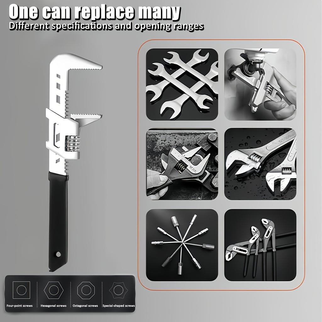 Large Open Adjustable Wrench, Right Angle F Wrench, Large Diameter Pipe Wrench, Can Tighten Special-shaped Pipe, Valve Pipe Fittings, Nuts, Etc