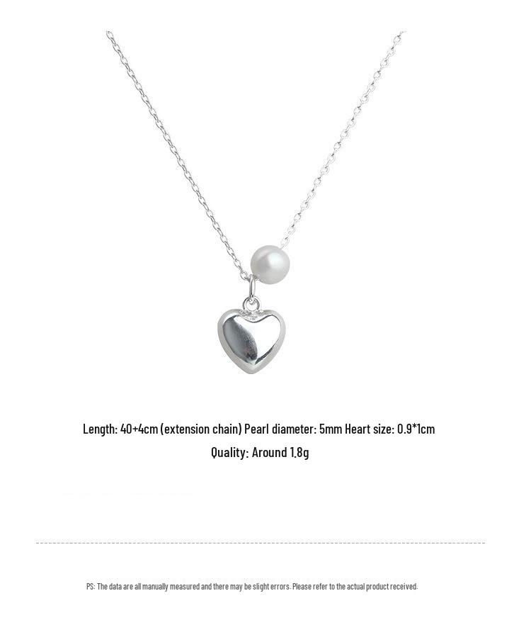 Korean Style Sweetheart Pearl Clavicle Necklace - Trendy Simple Peach Heart Design
