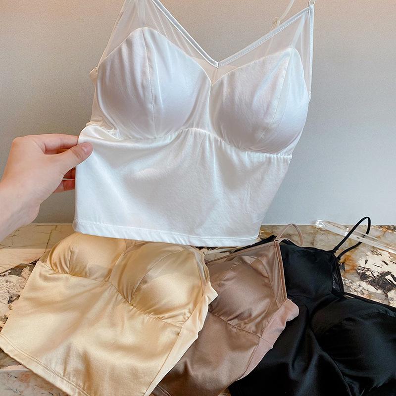 19 Momme Silk Crepe Camisole Wireless Bra: Wear As an Outer Layer or Base Vest for Women