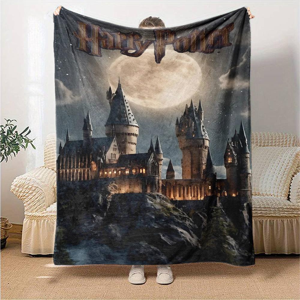 1pc Hogwarts Moonlight Flannel Blanket Soft Warm Throw for Home, Office, Travel, All-Season Cozy Bedding Gift L1474