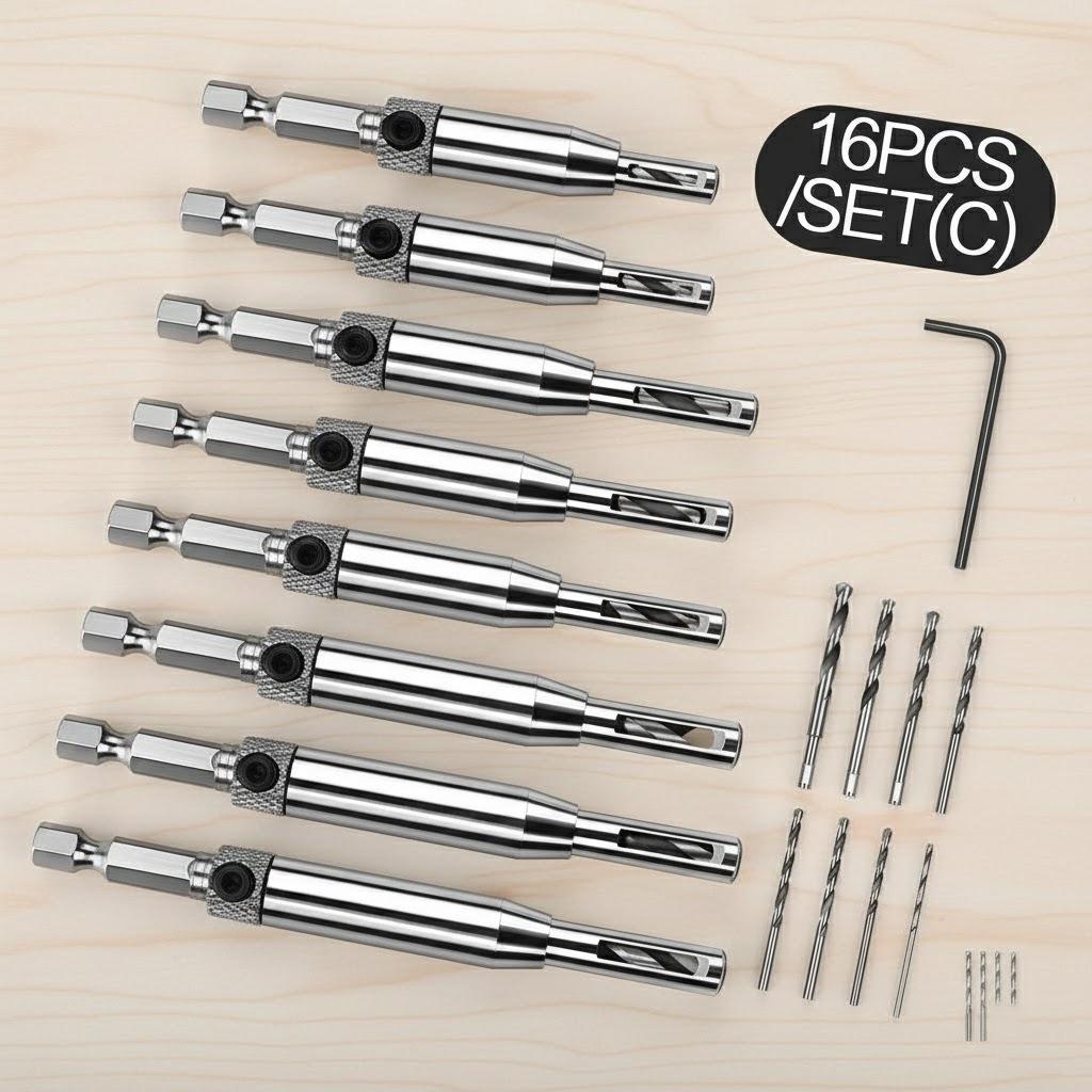 Woodworking Reaming Drill Bit Hole Opener Accurate Positioning Tool for Doors Windows Hinges Hardware 8 Sizes Available