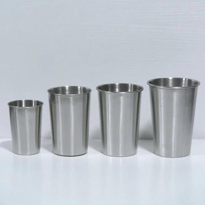 Stainless Steel Metal Cup Beer Cups White Wine Glass Coffee Tumbler Travel Camping Mugs Drinking Tea Mug Set Outdoor