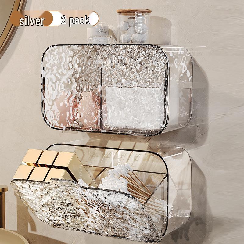 Wall-Mounted Transparent Storage Box for Cotton Pads, Lipstick, Rubber Bands, and Swabs