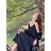 White Suspender Dress Women's Summer New French Beautiful Lace Splicing Super Fairy Seaside Vacation Suspender Skirt